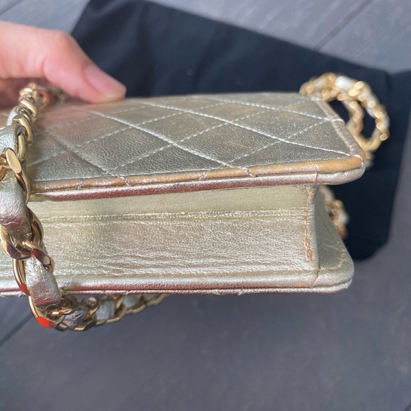 Authentic vintage Metallic Gold color mini micro Chanel - Picture 6 of 14